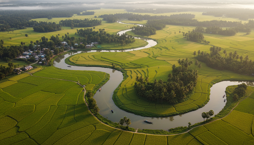 Aerial view of landscape - Punosristi Bangladesh Plastic Recycling